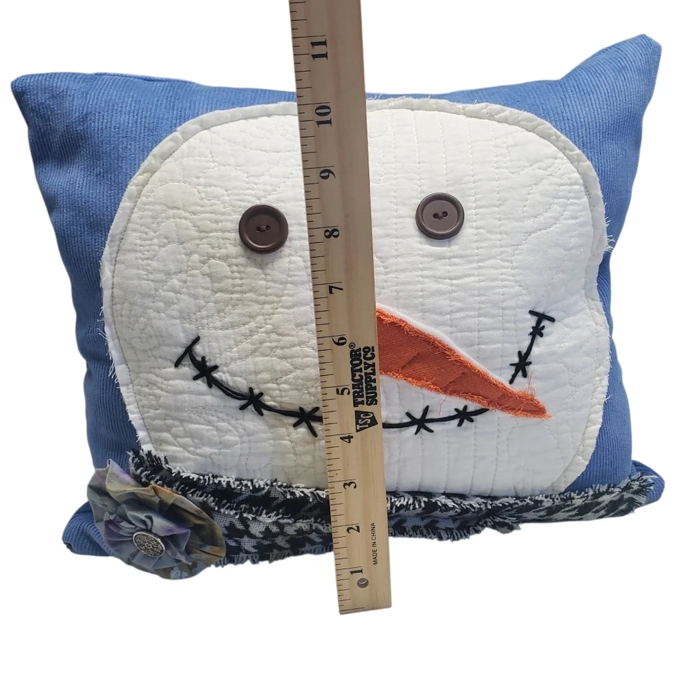NEW Homemade Snowman Decorative Pillow Set - Blue and White